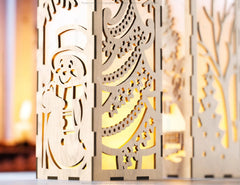 Christmas Decorative Wooden table Lamp Lantern New Year Candle Holder Laser Cut Tea light SVG Cut Plan |#U158| VectorPort