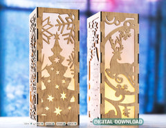 Christmas Decorative Wooden table Lamp Lantern New Year Candle Holder Laser Cut Tea light SVG Cut Plan |#U159|