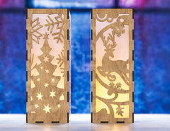 Christmas Decorative Wooden table Lamp Lantern New Year Candle Holder Laser Cut Tea light SVG Cut Plan |#U159|