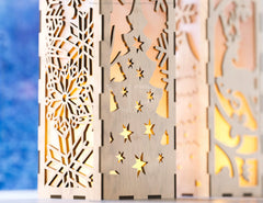 Christmas Decorative Wooden table Lamp Lantern New Year Candle Holder Laser Cut Tea light SVG Cut Plan |#U159|