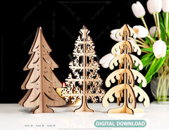 Standing Christmas Trees Laser cut Snowflake SVG Craft templates Cricut Glowforge | SVG |#160| VectorPort