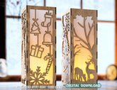 Christmas Decorative Wooden table Lamp Lantern New Year Candle Holder Laser Cut Tea light SVG Cut Plan |#U160| VectorPort