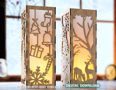 Christmas Decorative Wooden table Lamp Lantern New Year Candle Holder Laser Cut Tea light SVG Cut Plan |#U160| VectorPort