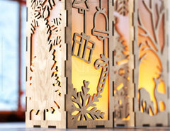 Christmas Decorative Wooden table Lamp Lantern New Year Candle Holder Laser Cut Tea light SVG Cut Plan |#U160| VectorPort