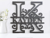 Floral Split Regal Personalized Monogram Alphabet Letters Laser Cut Name Sign Customizable Template |#U161| VectorPort