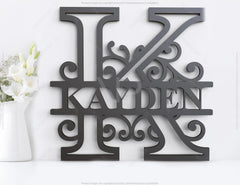 Floral Split Regal Personalized Monogram Alphabet Letters Laser Cut Name Sign Customizable Template |#U161| VectorPort