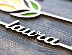 Tulip Personalized Flower Laser Cut Out Art Valentine Day Acrylic wood Flower with name editable Cut Files Digital Product |#U162|