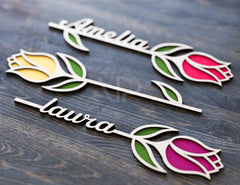 Tulip Personalized Flower Laser Cut Out Art Valentine Day Acrylic wood Flower with name editable Cut Files Digital Product |#U162| VectorPort