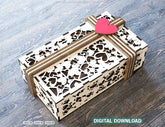 Valentine Day Gift Box with Ribbon Decorative Wooden laser cut jeweler case Wedding Love vector model Digital Download |#U163|