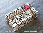 Valentine Day Gift Box with Ribbon Decorative Wooden laser cut jeweler case Wedding Love vector model Digital Download |#U164| VectorPort