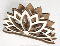 Lotus Flower Decorative Napkin Holder Laser Cut Heart Leaf Rose shape Tabletop wooden holder SVG |#164| VectorPort