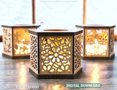 Candle Holder Laser Cut Lamp plywood Tea light Lantern Votive Gift Wooden table Lamp Lantern Digital Download SVG |#U165| VectorPort