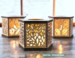 Candle Holder Laser Cut Lamp plywood Tea light Lantern Votive Gift Wooden table Lamp Lantern Digital Download SVG |#U166|