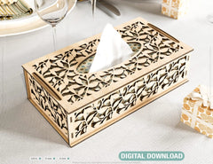 Decorative Laser Cut Tissue Box heart shape Tabletop wooden napkin cover Glowforge SVG |#167| VectorPort