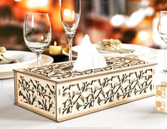 Decorative Laser Cut Tissue Box heart shape Tabletop wooden napkin cover Glowforge SVG |#167| VectorPort