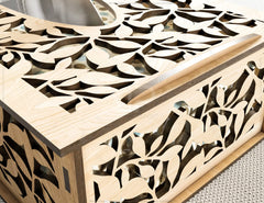 Decorative Laser Cut Tissue Box heart shape Tabletop wooden napkin cover Glowforge SVG |#167|