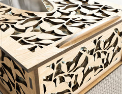 Decorative Laser Cut Tissue Box heart shape Tabletop wooden napkin cover Glowforge SVG |#167| VectorPort