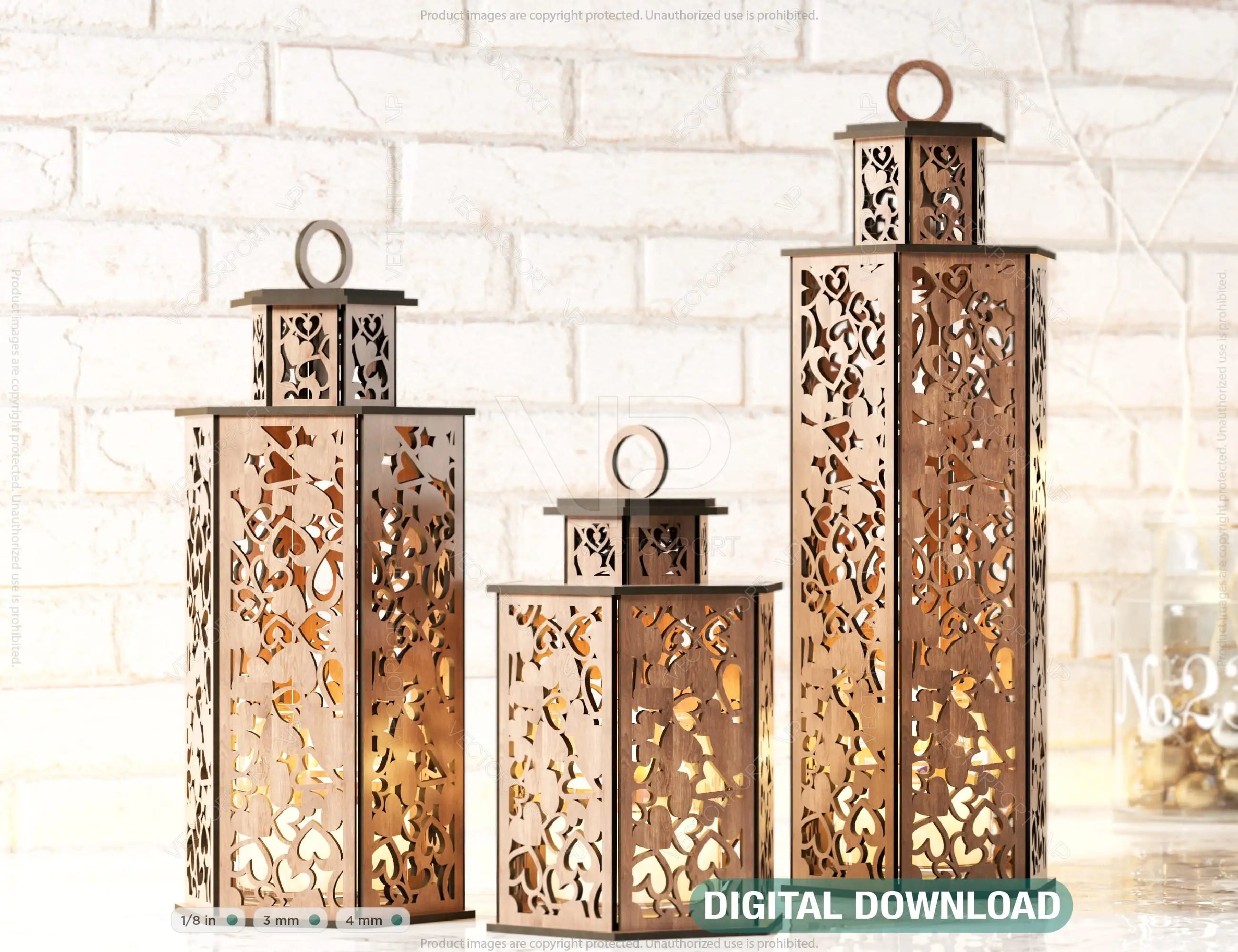 Wooden Wedding Decoration Lantern Laser Cut Centerpiece Night Light Lampshade Table Candle Holder SVG |#168| VectorPort