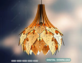 Ivy leaves Hanging wooden chandelier lamp shade Pendant light template svg laser cut plywood| SVG, DXF, AI |#169| VectorPort