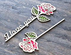Rose Personalized Flower Laser Cut Out Art Valentine Day Acrylic wood Flower with name editable Cut Files Digital Product |#U169| VectorPort