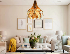 Ivy leaves Hanging wooden chandelier lamp shade Pendant light template svg laser cut plywood| SVG, DXF, AI |#169| VectorPort
