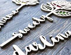 Rose Personalized Flower Laser Cut Out Art Valentine Day Acrylic wood Flower with name editable Cut Files Digital Product |#U169| VectorPort