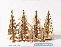 Standing New Year Christmas Trees Laser cut Snowflake SVG Craft templates Cricut Glowforge | SVG |#170| VectorPort
