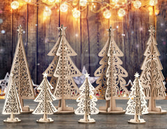 Standing New Year Christmas Trees Laser cut Snowflake SVG Craft templates Cricut Glowforge | SVG |#170|