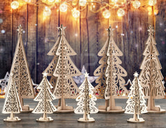 Standing New Year Christmas Trees Laser cut Snowflake SVG Craft templates Cricut Glowforge | SVG |#170| VectorPort