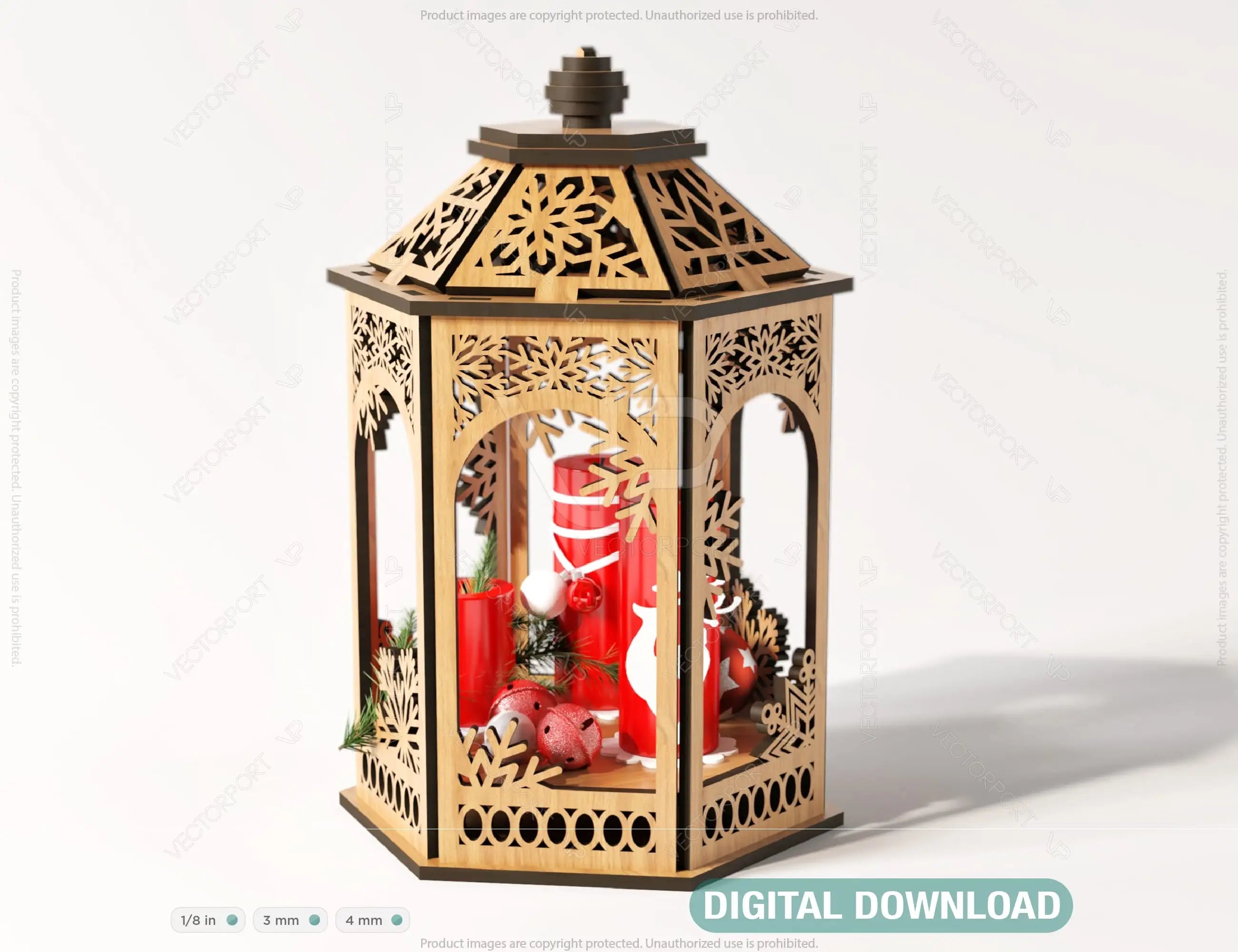 Christmas Scene Wooden Diorama Lantern Lamp Night Decoration Lampshade Table Candle Holder Digital Download SVG |#171| VectorPort