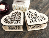 Flower pattern Wooden Heart shaped Jewelry laser cut Box template Wedding Love story vector model Digital Download | SVG, DXF |#U171| VectorPort