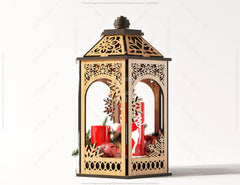 Christmas Scene Wooden Diorama Lantern Lamp Night Decoration Lampshade Table Candle Holder Digital Download SVG |#171|