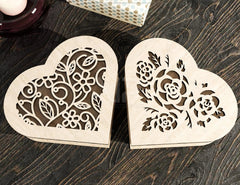 Flower pattern Wooden Heart shaped Jewelry laser cut Box template Wedding Love story vector model Digital Download | SVG, DXF |#U171| VectorPort