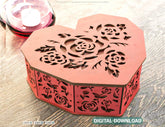 Heart Shaped Wooden Gift Box Jewelry laser cut Box template Wedding Love story Digital Download | SVG, DXF |#U172| VectorPort