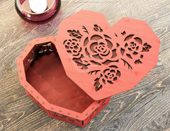 Heart Shaped Wooden Gift Box Jewelry laser cut Box template Wedding Love story Digital Download | SVG, DXF |#U172| VectorPort