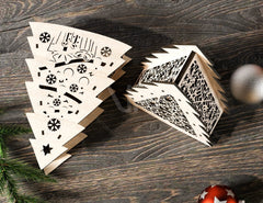 Christmas Tree Decorative Wooden Gift box Tree Shape laser cut jeweler case Digital Download SVG cut file |#172|