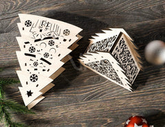 Christmas Tree Decorative Wooden Gift box Tree Shape laser cut jeweler case Digital Download SVG cut file |#172| VectorPort