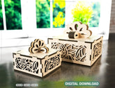 Wooden Gift Box with Ribbon Decorative Wooden laser cut jeweler case Wedding Love Ring box vector model Digital Download |#173| VectorPort
