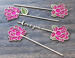 Flower Personalized Laser Cut Out Art Valentine Day Acrylic wood Flower with name editable Cut Files Digital Product |#U173| VectorPort
