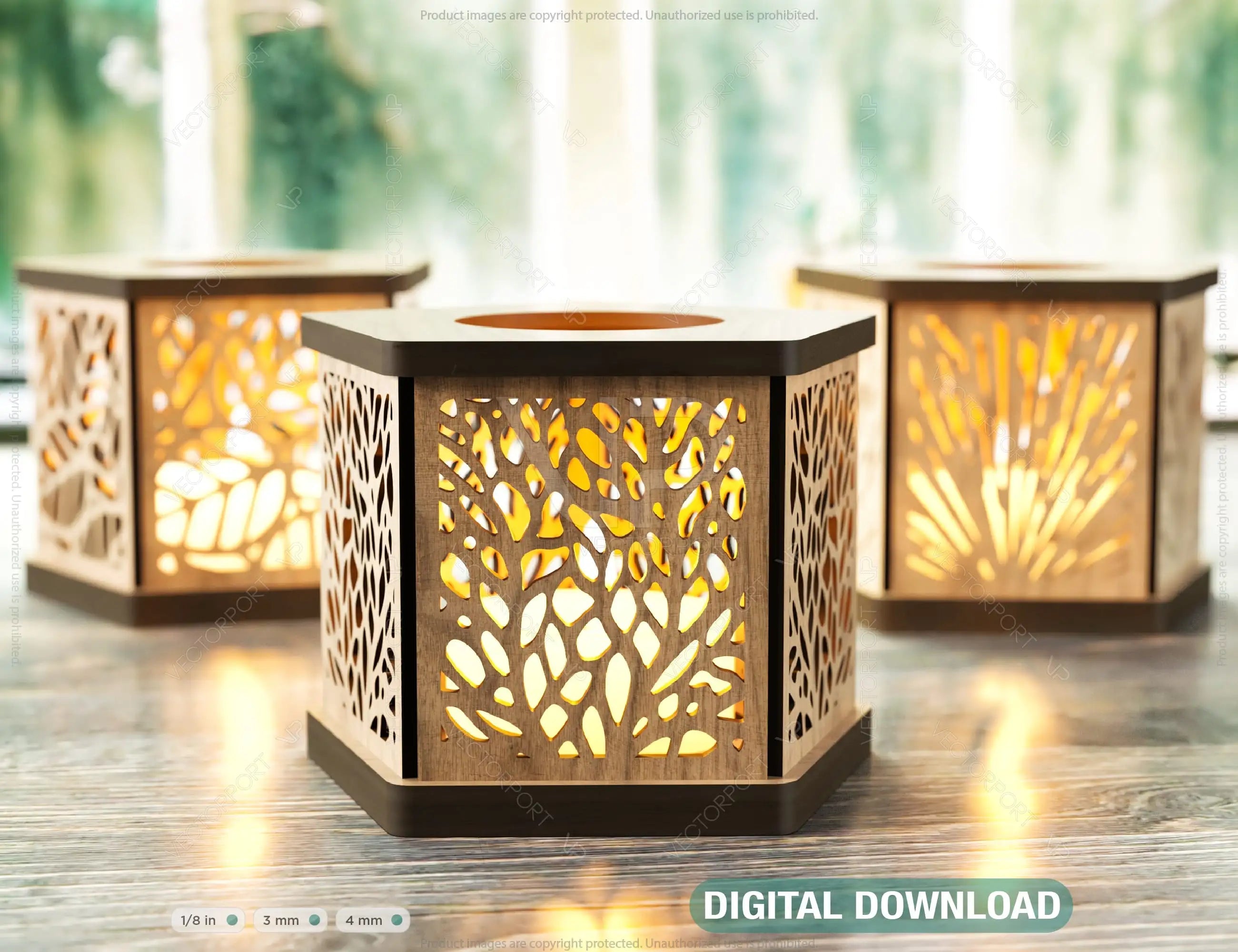 Candle Holder Laser Cut Lamp plywood Tea light Lantern Votive Gift Wooden table Lamp Lantern Digital Download SVG |#174| VectorPort