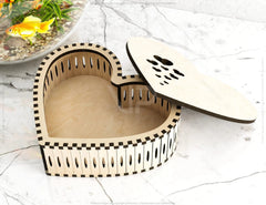 Heart Shaped Wooden Gift Box Jewelry laser cut Box template Wedding Love story Digital Download | SVG, DXF |#U174| VectorPort