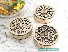 Round Shaped Wooden Gift Box Jewelry laser cut Box template Wedding Love story Digital Download | SVG, DXF |#U175| VectorPort