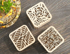 Square Shaped Wooden Gift Box Jewelry laser cut Box template Wedding Love story Digital Download | SVG, DXF |#175|