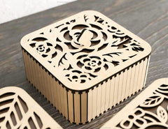 Square Shaped Wooden Gift Box Jewelry laser cut Box template Wedding Love story Digital Download | SVG, DXF |#175| VectorPort