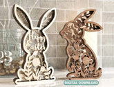Easter Laser Cut Files Bunny SVG layered bundle, Floral rabbit multilayer Digital Download |#178| VectorPort