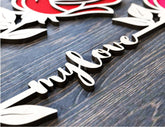Rose Flower Personalized Laser Cut Out Art Valentine Day Acrylic wood Flower with name editable Cut Files Digital Product |#U178| VectorPort