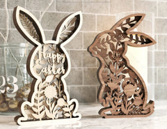 Easter Laser Cut Files Bunny SVG layered bundle, Floral rabbit multilayer Digital Download |#178| VectorPort