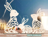 Standing Bunny Easter Ornaments Easter Laser Cut Files Bunny SVG bundle Floral rabbit Digital Download |#181| VectorPort