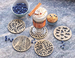 Round Laser Cut Wood Coasters Drink Tea Coffee Cup Mat Pad Placemat Tableware Digital Download | SVG, DXF |#U182| VectorPort