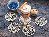 Round Laser Cut Wood Coasters Drink Tea Coffee Cup Mat Pad Placemat Tableware Digital Download | SVG, DXF |#U183| VectorPort